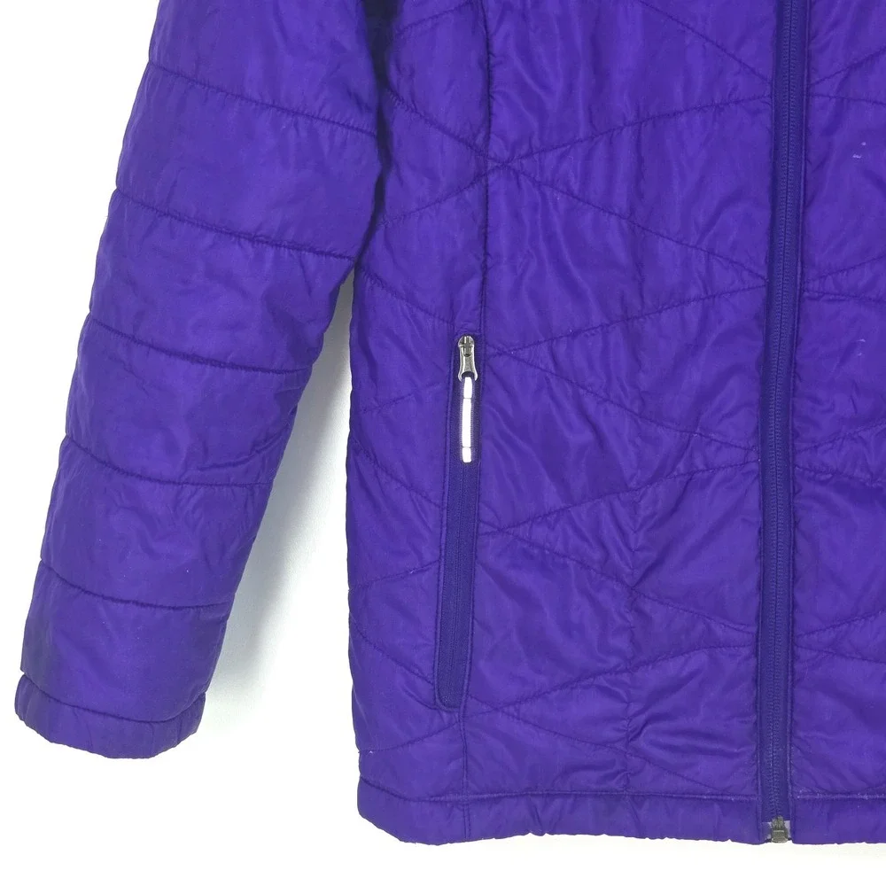 Columbia Omni Heat Puffer Coat Girls Large Deep Purple Full Zip‎ Hooded Winter